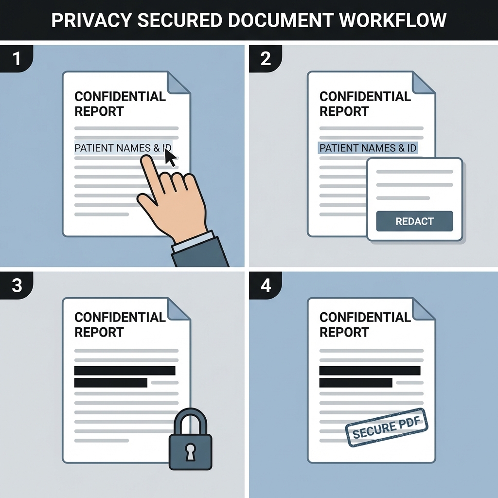 Process to redact pdf document